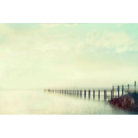 Sunset Beach Bridge  Black Modern Wood Framed Art Print by Connolly, Karin