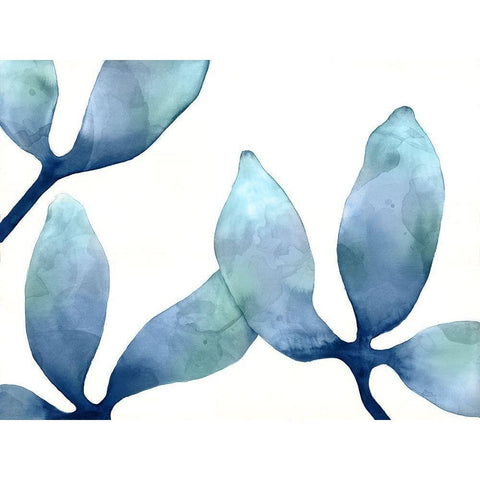 Indigo Blossoms II Black Modern Wood Framed Art Print with Double Matting by Hendrick, Cathy
