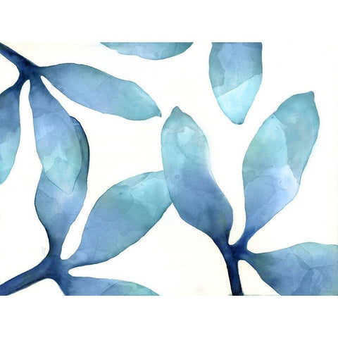 Indigo Blossoms III Gold Ornate Wood Framed Art Print with Double Matting by Hendrick, Cathy