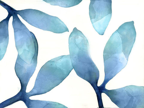 Indigo Blossoms III Black Ornate Wood Framed Art Print with Double Matting by Hendrick, Cathy