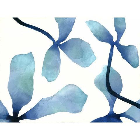 Indigo Blossoms IV Gold Ornate Wood Framed Art Print with Double Matting by Hendrick, Cathy