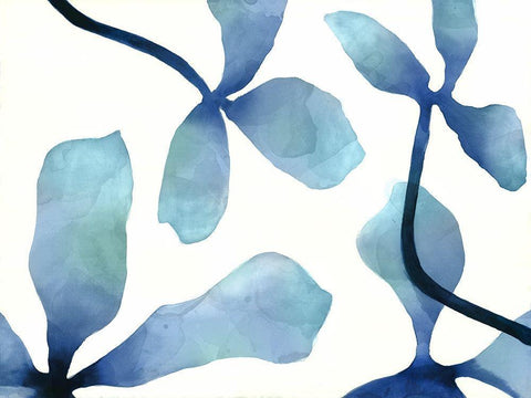 Indigo Blossoms IV White Modern Wood Framed Art Print with Double Matting by Hendrick, Cathy