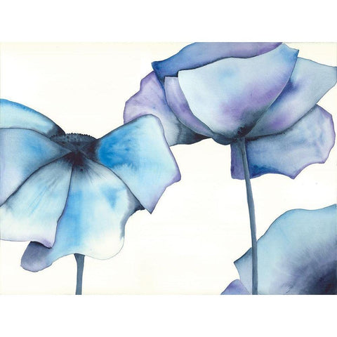 Blue Poppy II Black Modern Wood Framed Art Print by Hendrick, Cathy