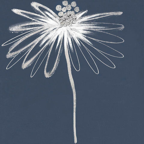 Silver Blooms I White Modern Wood Framed Art Print by Hendrick, Cathy