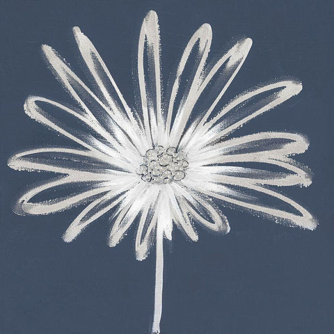 Silver Blooms II White Modern Wood Framed Art Print with Double Matting by Hendrick, Cathy