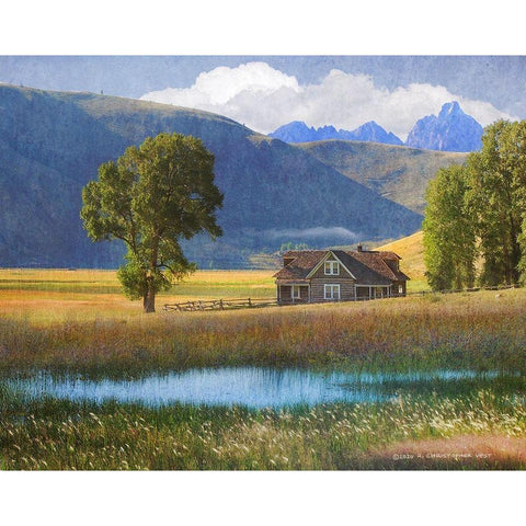 Miller House Black Modern Wood Framed Art Print with Double Matting by Vest, Chris