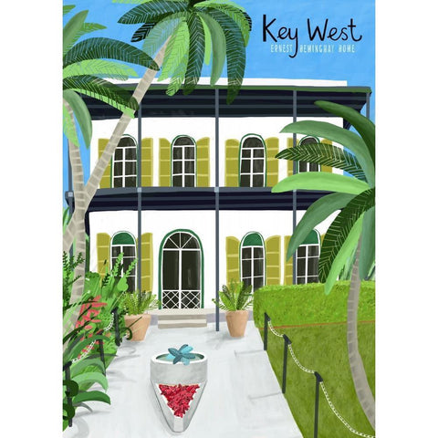 Key West Hemingway Gold Ornate Wood Framed Art Print with Double Matting by Day, Carla
