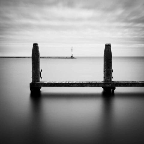 Beyond the Jetty Black Modern Wood Framed Art Print with Double Matting by Bowman, David