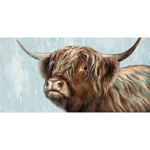 Highland Heifer Black Modern Wood Framed Art Print with Double Matting by Perejogina, Dina
