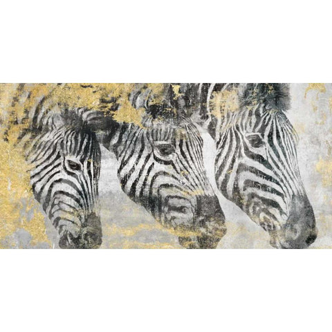 Zebra Gold Ornate Wood Framed Art Print with Double Matting by Peregojina, Dina