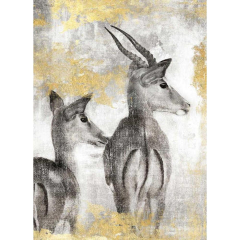 Antelope White Modern Wood Framed Art Print by Peregojina, Dina