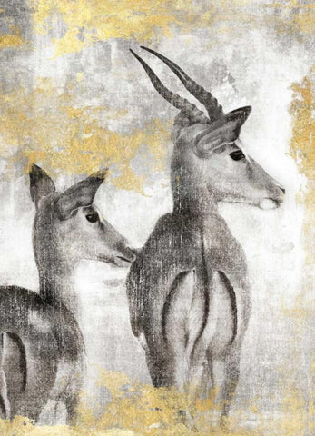 Antelope White Modern Wood Framed Art Print with Double Matting by Peregojina, Dina