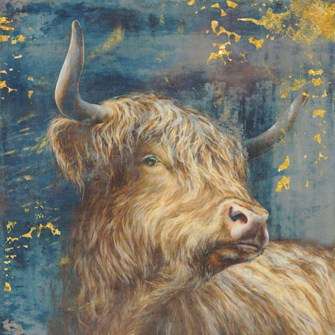 Highland Bull Black Modern Wood Framed Art Print by Peregojina, Dina