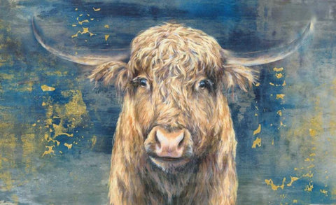 Highland Taurus White Modern Wood Framed Art Print with Double Matting by Peregojina, Dina