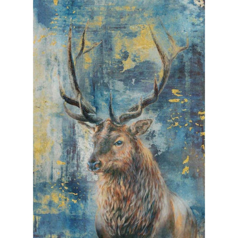 Highland Stag Black Modern Wood Framed Art Print by Peregojina, Dina
