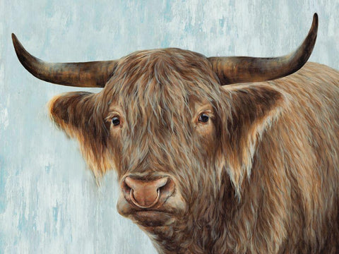 Bull Black Ornate Wood Framed Art Print with Double Matting by Perejogina, Dina