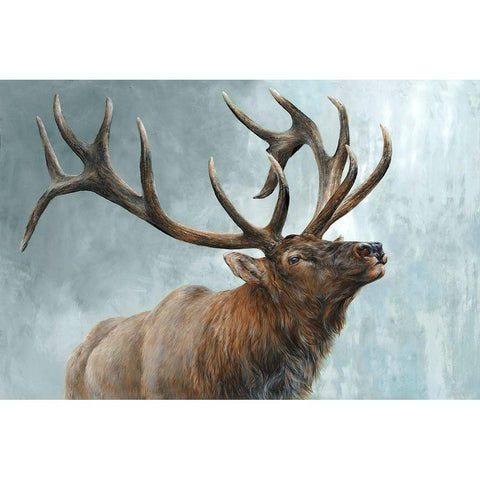 Rising Bull Elk  Gold Ornate Wood Framed Art Print with Double Matting by Perejogina, Dina