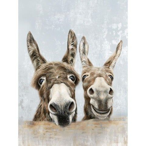 The Donkeys  White Modern Wood Framed Art Print by Perejogina, Dina