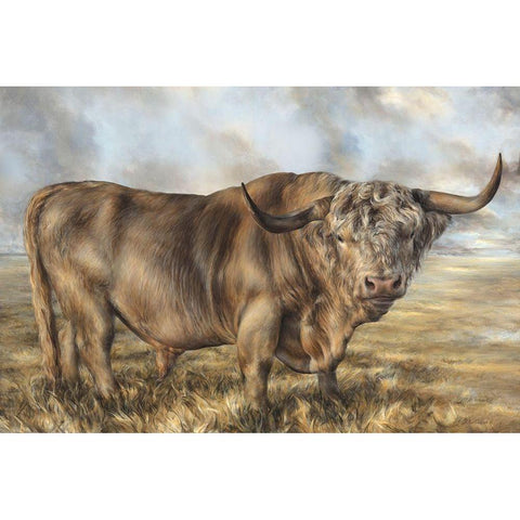 Highland Brown Bull  Black Modern Wood Framed Art Print with Double Matting by Perejogina, Dina