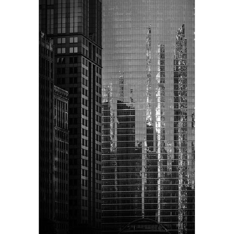 Chicago Reflections  White Modern Wood Framed Art Print by Kirshner, Dmitry
