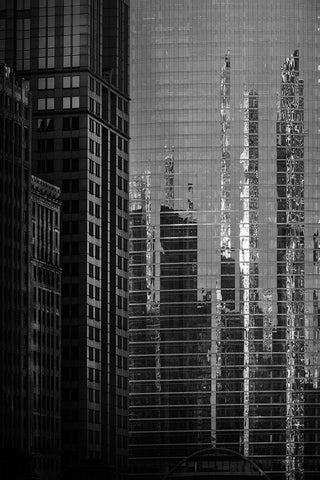Chicago Reflections  Black Ornate Wood Framed Art Print with Double Matting by Kirshner, Dmitry