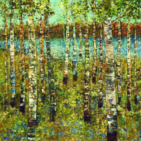 Purple Birch Black Modern Wood Framed Art Print with Double Matting by Dolce, Carmen