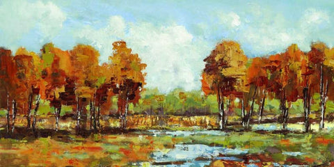 Copper Landscape White Modern Wood Framed Art Print with Double Matting by Dolce, Carmen