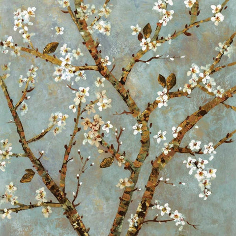 Grey Blossoms White Modern Wood Framed Art Print by Dolce, Carmen