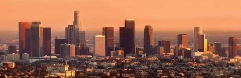 Los Angeles Sunset White Modern Wood Framed Art Print with Double Matting by Stein, Daniel