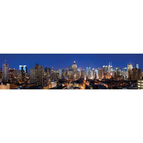 NYC Times Square West Gold Ornate Wood Framed Art Print with Double Matting by Stein, Daniel