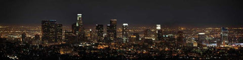 LA Night Panorama White Modern Wood Framed Art Print with Double Matting by Stein, Daniel