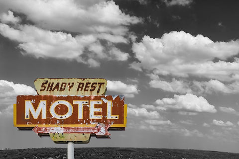 Shady Rest Motel Vintage Sign Black Ornate Wood Framed Art Print with Double Matting by Stein, Daniel