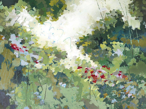 Lush Wildflower Garden  Black Ornate Wood Framed Art Print with Double Matting by Riger, Sue