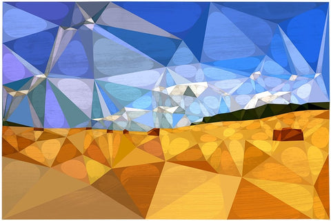 Broad View Blue II Black Modern Wood Framed Art Print by Varrasso, Enrico