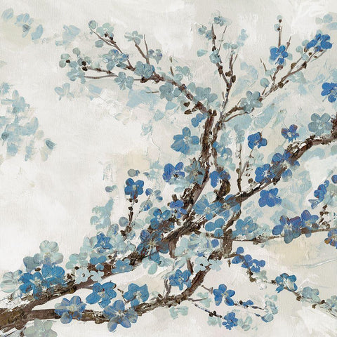 Blue Branch I Black Modern Wood Framed Art Print by Neven