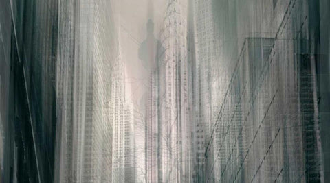 Manhattan Mayhem White Modern Wood Framed Art Print with Double Matting by Jenney, Jessica