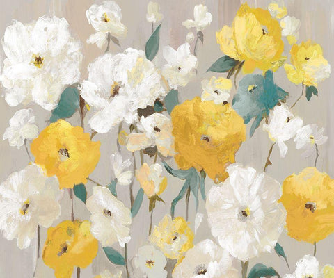 Yellow Bouquet  White Modern Wood Framed Art Print with Double Matting by K, Ella