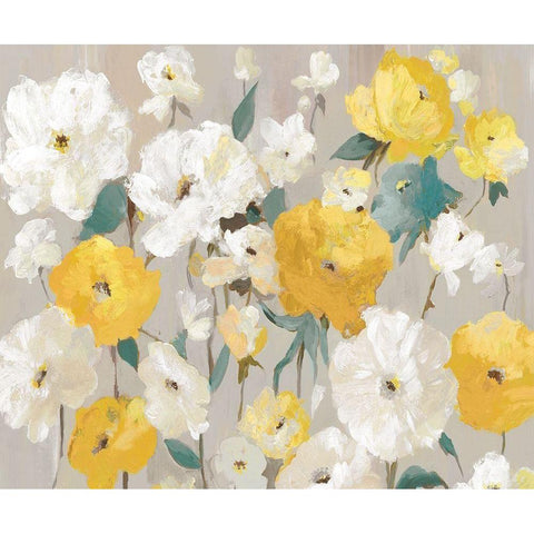 Yellow Bouquet  Black Modern Wood Framed Art Print by K, Ella