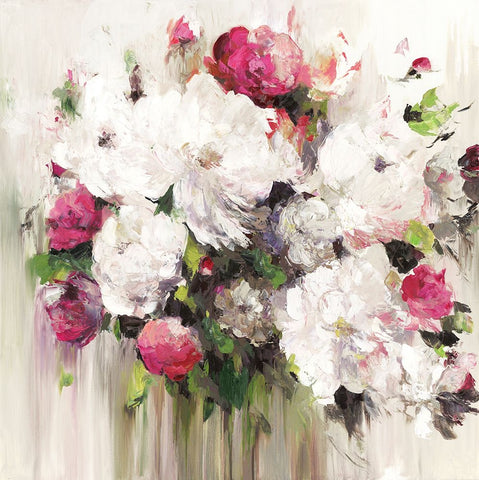 Bouquet of Pink Flowers Black Modern Wood Framed Art Print by Ella K