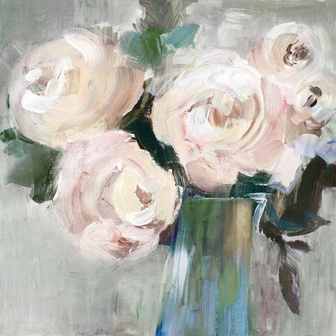 Pale Pink Bouquet II Black Ornate Wood Framed Art Print with Double Matting by LeraÂ 