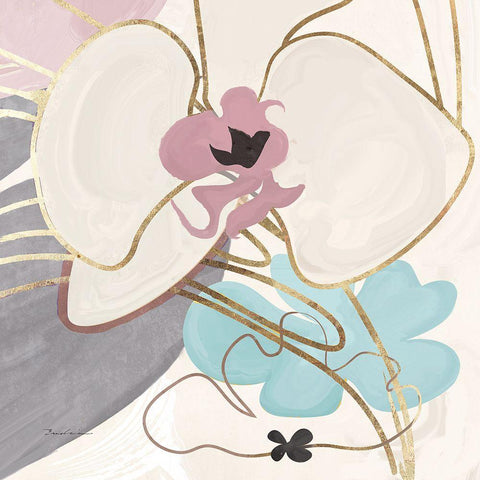 Tender Orchid I White Modern Wood Framed Art Print with Double Matting by Evelia