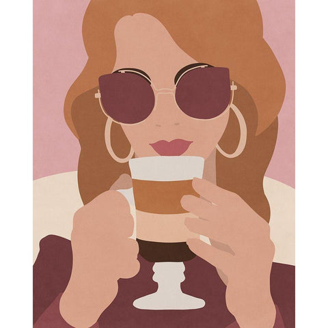 In the Cafe  Black Modern Wood Framed Art Print with Double Matting by Leonard, Sarah