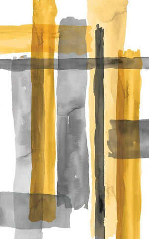 Golden Criss Cross White Modern Wood Framed Art Print with Double Matting by Wattes, Eva
