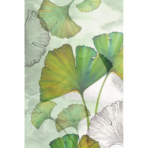 Ginkgo I Gold Ornate Wood Framed Art Print with Double Matting by Watts, Eva