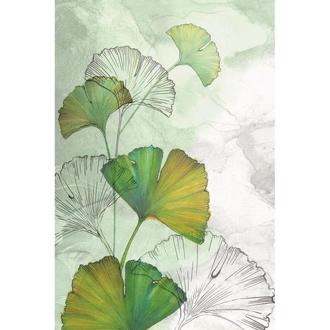 Ginkgo II White Modern Wood Framed Art Print by Watts, Eva