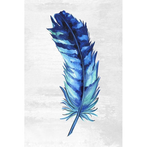 Indigo Feather I White Modern Wood Framed Art Print by Watts, Eva