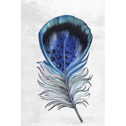 Indigo Feather III Black Modern Wood Framed Art Print with Double Matting by Watts, Eva