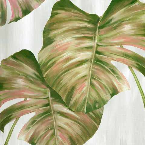 Pink Leaves II White Modern Wood Framed Art Print by Watts, Eva