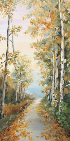 Path in the Forest  White Modern Wood Framed Art Print with Double Matting by Watts, Eva