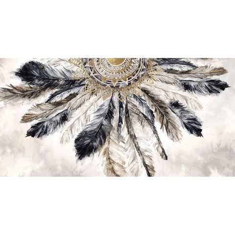 Necklace of Feathers I  Black Modern Wood Framed Art Print with Double Matting by Watts, Eva